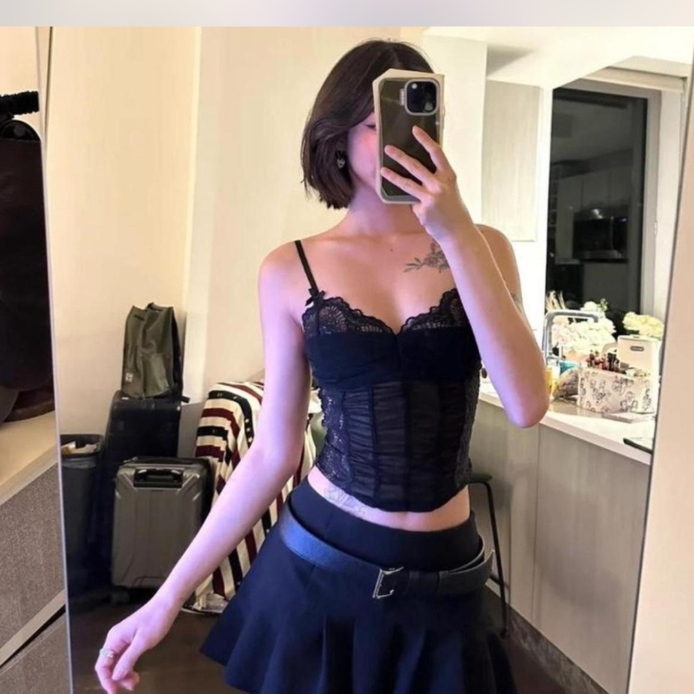 I.AM.GIA Black Lace Corset Tank